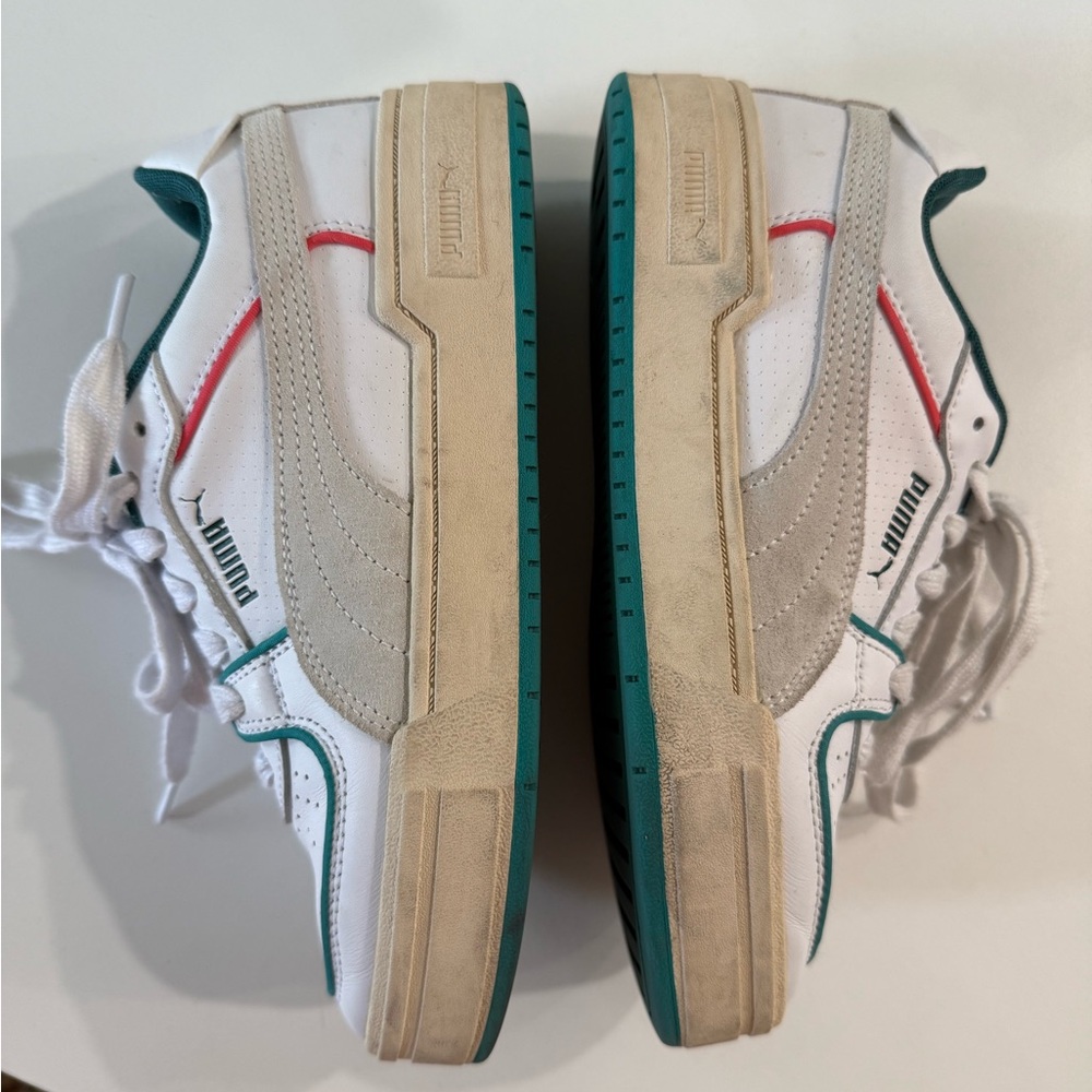 Puma White and Teal Women's Sneakers